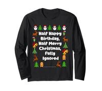 Mezzo Buon Compleanno Buon Natale Divertente Natale Natale Bday Maglia a Manica