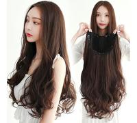 Mezzo Cappuccio A Forma Di U Marrone Chiaro 65 Cm Capelli Ricci Lunghi Filo Ad Alta Temperatura Simulazione Naturale Parrucca In Fibra Chimica Invisibile Senza Tracce