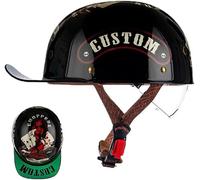 Mezzo Casco Moto Berretto Baseball Con Omologazione ECE Casco A Mezza Conchiglia Con Visiera A Scomparsa Uomini e Donne Casco Jet Stile Vintage per Scooter Ciclomotore Berretto Baseball Adulti Casco