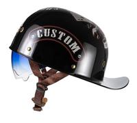Mezzo Casco Moto Berretto Baseball Con Omologazione ECE Casco A Mezza Conchiglia Con Visiera A Scomparsa Uomini e Donne Casco Jet Stile Vintage per Scooter Ciclomotore Berretto Baseball Adulti Casco