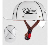 Mezzo Casco Moto Berretto Baseball Con Omologazione ECE Casco A Mezza Conchiglia Con Visiera A Scomparsa Uomini e Donne Casco Jet Stile Vintage per Scooter Ciclomotore Berretto Baseball Adulti Casco