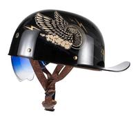 Mezzo Casco Moto Berretto Baseball Con Omologazione ECE Casco A Mezza Conchiglia Con Visiera A Scomparsa Uomini e Donne Casco Jet Stile Vintage per Scooter Ciclomotore Berretto Baseball Adulti Casco