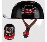 Mezzo Casco Moto Berretto Baseball Con Omologazione ECE Casco A Mezza Conchiglia Con Visiera A Scomparsa Uomini e Donne Casco Jet Stile Vintage per Scooter Ciclomotore Berretto Baseball Adulti Casco