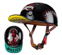 Mezzo Casco Moto Berretto da Baseball Casco Jet Retrò Certificato ECE | Estendi L'Orlo Del Cappello Fibbia A Sgancio Rapido Adatto Per Uomini E Donne Adulti M-2XL 57-64CM