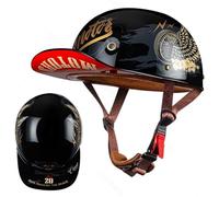 Mezzo Casco Moto Berretto da Baseball Casco Jet Retrò Certificato ECE | Estendi L'Orlo Del Cappello Fibbia A Sgancio Rapido Adatto Per Uomini E Donne Adulti M-2XL 57-64CM