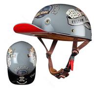 Mezzo Casco Moto Berretto da Baseball Certificato ECE Casco Jet Stile retrò Estendi L'Orlo del Cappello Fibbia A Sgancio Rapido Adatto per Uomini E Donne Adulti M-2XL 57-64CM