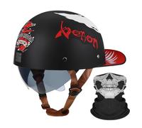 Mezzo Casco Moto Berretto da Baseball Con Maschera Certificato ECE Caschi Jet Con Lenti Marroni Fibbia A Sgancio Rapido Stile Retrò Brim Of Hat Unisex S-2XL 55-64CM