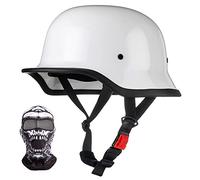 Mezzo Casco Moto Vintage Tedesco Casco a Faccia Aperta retrò Omologato ECE, Berretto Donna Uomo Adulto Fibbia a Sgancio Rapido Regolabile, Scooter Crociera Bicicletta, 57~64cm