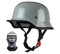 Mezzo Casco Moto Vintage Tedesco Casco a Faccia Aperta retrò Omologato ECE, Berretto Donna Uomo Adulto Fibbia a Sgancio Rapido Regolabile, Scooter Crociera Bicicletta, 57~64cm