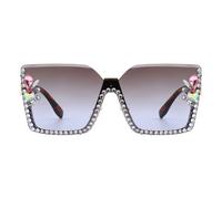 Mezzo Cerchio Strass Occhiali da Sole Donna Oversize Quadrato Tonalità UV400