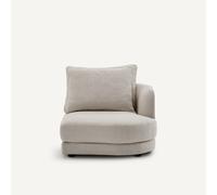 Mezzo divano dritto, arrotondato, modulare in tessuto effetto tweed, TIBERIO Bianco mezzo divano destro