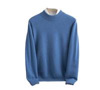 Mezzo dolcevita da uomo caldo tinta unita lavorato a maglia Business Casual Maglione, Blu 1, L