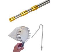 Mezzo Marinaio Palo Telescopico per Barche con 2 Ganci Sostituibili, Bastone Lungo per Raccogliere Alberi da Frutto, Fragole, Ciliegie, Bacche, Gancio di Salvataggio(Style a,71-162cm/28-63.8in)