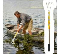 Mezzo Marinaio per Barca Rastrello per Alghe/Gancio per Barche, Bastone di Ormeggio Estensibile a 2/3/ 4 Artigli ad Alta Capacità di Carico, Ganci di Ormeggio per Molo(3-Claw,111-300cm/44" - 118")
