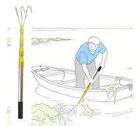 Mezzo Marinaio per Barca Rastrello Telescopico per Erbacce Acquatiche a 2/3/ 4 Denti, Asta Regolabile per Rimozione Detriti di Alberi/Gancio per Barche, Aste per Barche(3-Claw,60-150cm/24" - 59")