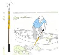 Mezzo Marinaio per Barca Rastrello Telescopico per Erbacce Acquatiche a 2/3/ 4 Denti, Asta Regolabile per Rimozione Detriti di Alberi/Gancio per Barche, Aste per Barche(2-Claw,96-250cm/38" - 99")