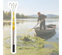 Mezzo Marinaio per Barca Strumento per La Rimozione Delle Alghe/Gancio per Barche, Asta Retrattile in Acciaio Inossidabile con Impugnatura in Gomma(3-Claw,125-500cm/49" - 197")
