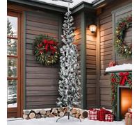 Mezzo sottile per albero di Natale artificiale con neve 210 cm PVC | PVC, bianco neve, da parete, elegante, perenne