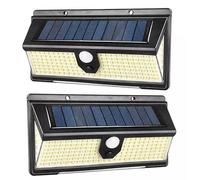 MF artSHOP 2X Lampada Solare da Esterno, 190 SMD LED, Sensore di Movimento, Crepuscolare, Pannello Solare, Luce Emergenza Impermeabile IP65, Faretto Per Giardino, Garage, Patio 4 Modalità
