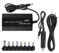 MF artSHOP Alimentatore Universale per Laptop, 120W, Adattatore AC/DC 110-240V e 12V Auto, Kit 8 Connettori, Caricatore Portatile con Uscita Regolabile 12-24V, Dimensioni 11,5x6,5x2 cm
