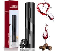 MF artSHOP Cavatappi Elettrico per Vino, Professionale, Apribottiglie Automatico Portatile, Con Taglierina in alluminio, Nero