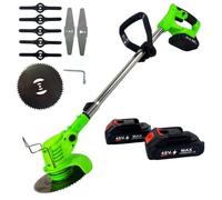 MF artSHOP Decespugliatore Elettrico 48V, Tagliaerba a Batteria con Lame in Acciaio e Disco Sega, Multifunzione Regolabile con 2 Batterie, Manico in Alluminio, per Giardino e Arbusti