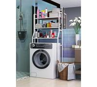 MF artSHOP Scaffale da Bagno per Lavatrice, 3 Ripiani, Bianco, 152x65x25 cm Mobile Sopra Lavatrice Organizer Da Parete Per Detersivi Sapone