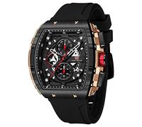 MF MINI Focus Orologio analogico al quarzo da uomo con cinturino in silicone MF0399G, nero e oro, casual, lussuoso, per esterni