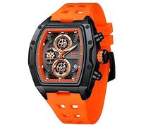 MF MINI FOCUS Orologio da polso alla moda, con quadrante grande, luminoso, impermeabile, sportivo, analogico, al quarzo, da uomo, cinturino in silicone, Q-Arancione, Orologio da sera