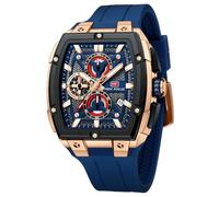 MF MINI FOCUS Orologio da polso analogico da uomo, alla moda, con cronografo, ideale per gli appassionati di sport e per l'uso quotidiano, colore: blu dorato, Blu_dorato, Cinturino