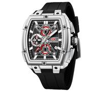 MF MINI FOCUS Orologio da polso analogico da uomo, alla moda, con cronografo, ideale per gli appassionati di sport e per l'uso quotidiano, colore: blu dorato, Argento, Cinturino