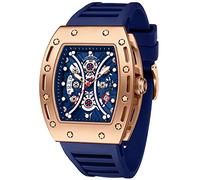 MF Mini Focus Orologio da Polso Moda Hollow Big Dial Luminoso Impermeabile Sport Analogico al Quarzo Orologi da Uomo Cinturino in Silicone Orologio Vestito, C-oro Blu, Orologi al quarzo