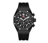 MF MINI FOCUS Orologio da uomo Octagon Casual Orologio da polso cronografo impermeabile con calendario luminoso in silicone per uomo, nero