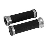 MF4557 - Coppia Manopole Gomma Nero / Alluminio Spazzolato Universale Scooter