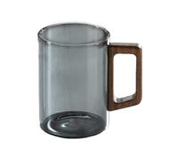 Mf5rGb7pD Bicchieri d'acqua Tazze classiche in vetro con manico in legno, bicchieri trasparenti in borosilicato for tè, caffè, latte e succhi di frutta(Grijs,Piccolo)