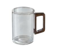 Mf5rGb7pD Bicchieri d'acqua Tazze classiche in vetro con manico in legno, bicchieri trasparenti in borosilicato for tè, caffè, latte e succhi di frutta(Transparent,Grande)
