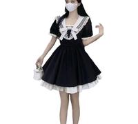 Mfacl Carino Lolita Dress Skirt Abiti Estivi Abiti delle Donne Donne Kawaii Black Black Black Dress Bolder Sleeve Sexy Party Robes Harajuku 2021 Abiti da Molla Estiva (Color : Black, Size : M)