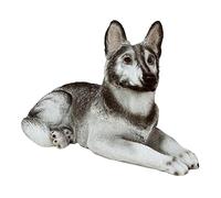 MFAOSHI Decorazioni Pastorali Scultura di Cane da Giardino, Ornamento da Pastore Tedesco in Resina Animali Statua per Casa, Ufficio, Patio Statua,Grigio,42.5 * 17.5 * 25.5cm