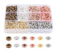 MFCGHXR 2400 Distanziatori Tondi Piatti per Bracciali e Collane Piatte Colorate Argento Lucido Oro Perline per Bracciali Gioielli Fai da Te (6 Colori)