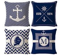MFCGHXR 4 Pz Fode re per Cuscin i Nautici, 45 X 45 Cm, Copricuscin o Marin o per Marin a, Sala da Pranzo, in terno Ed Esterno in Barca