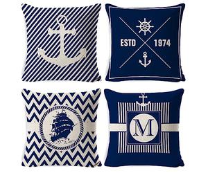 MFCGHXR 4 Pz Fode re per Cuscin i Nautici, 45 X 45 Cm, Copricuscin o Marin o per Marin a, Sala da Pranzo, in terno Ed Esterno in Barca