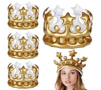 MFCGHXR Corona Gonfiabile per Feste 4 Pezzi 22cm plastica PVC Leggera Dorata per Compleanni Bambini Adulti Eventi Carnevale Cosplay Decorazioni Divertenti