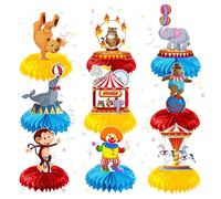 MFCGHXR Decorazioni Carnevale 3D Animali Circo - Set 9 Pezzi, Adatti per Feste a Tema Circo, Compleanno Bambini, Party Infantili - Decorazioni a Forma di Testa di Clown con Effetto Cera, Riusabili