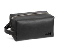 MFCHICIFY Borsa da toilette in pelle con monogramma, regalo per testimoni dello sposo, borsa da viaggio per articoli da toeletta, borsa da toilette da uomo in pelle personalizzata, kit per rasatura