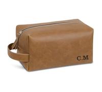 MFCHICIFY Borsa da toilette in pelle con monogramma, regalo per testimoni dello sposo, borsa da viaggio per articoli da toeletta, borsa da toilette da uomo in pelle personalizzata, kit da barba