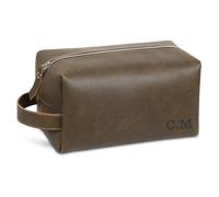 MFCHICIFY Borsa da toilette in pelle con monogramma, regalo per testimoni dello sposo, borsa da viaggio per articoli da toeletta, borsa da toilette da uomo in pelle personalizzata, kit da barba