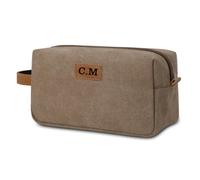 MFCHICIFY Borsa da toilette in tela personalizzata per uomini, regalo per testimoni dello sposo, borsa da viaggio per articoli da toeletta, kit da barba, regalo personalizzato per uomini, anniversario