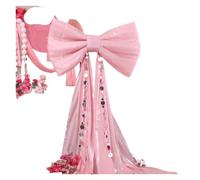 MFESFCS Fiocco Gigante Decorativo Pink Iridescent Giant Bow Wall Backdrop Decor for Birthday Wedding Party Background Stage Setup Event Ribbon Decoration(E Sequined,50cmx38cm 3m)