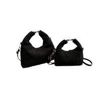 MFESFCS Vintage Borsetta Da Sera Borsa tote in peluche semplice tinta unita for donna, casual e versatile, perfetta for fare shopping o uscire(Black,S)