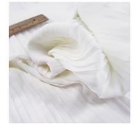 MFfly Tessuto in chiffon plissettato con motivo a volant e perle, per abiti, gonne, costumi, cucito, materiali artigianali, larghezza 150 cm, LX177 (avorio, raddrizzare, 2 metri)